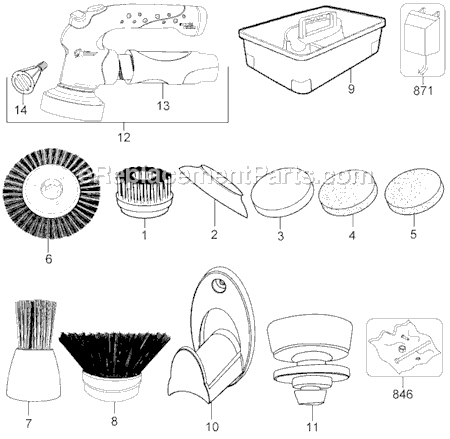 Page A Diagram and Parts List for S600 Type 1 Black and Decker Power Scrubber